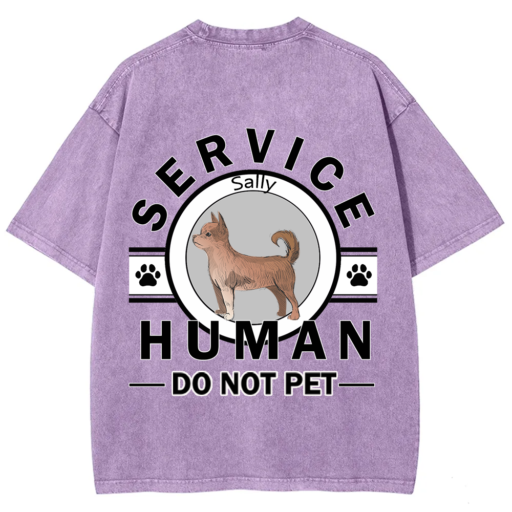 Service Human, Do Not Pet - Personalized Custom Unisex  Washed T-shirt
