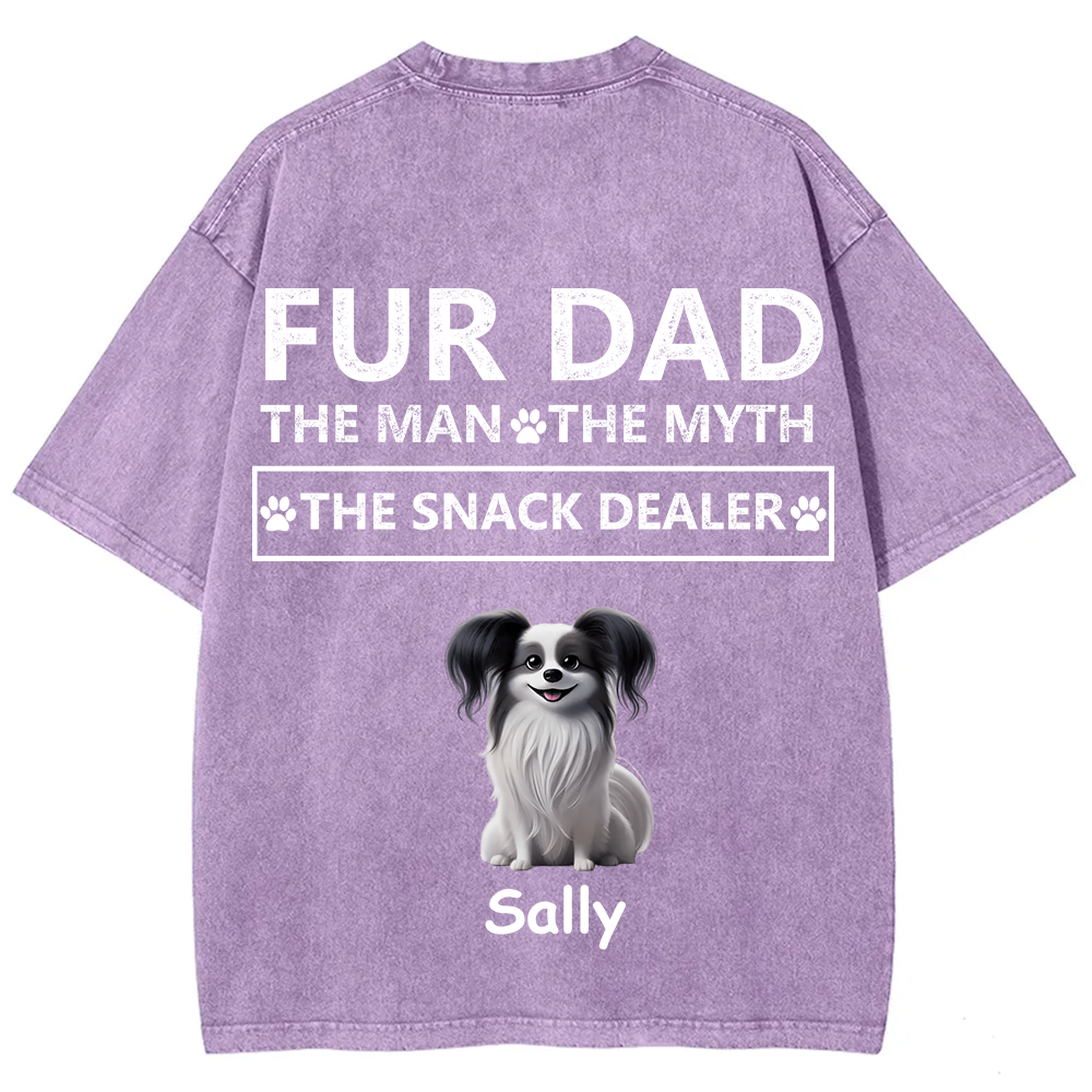 Fur Dad The Man The Myth The Snack Dealer - Personalized Custom Unisex  Washed T-shirt