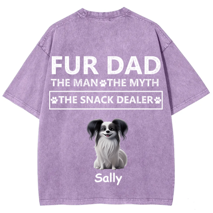 Fur Dad The Man The Myth The Snack Dealer - Personalized Custom Unisex  Washed T-shirt