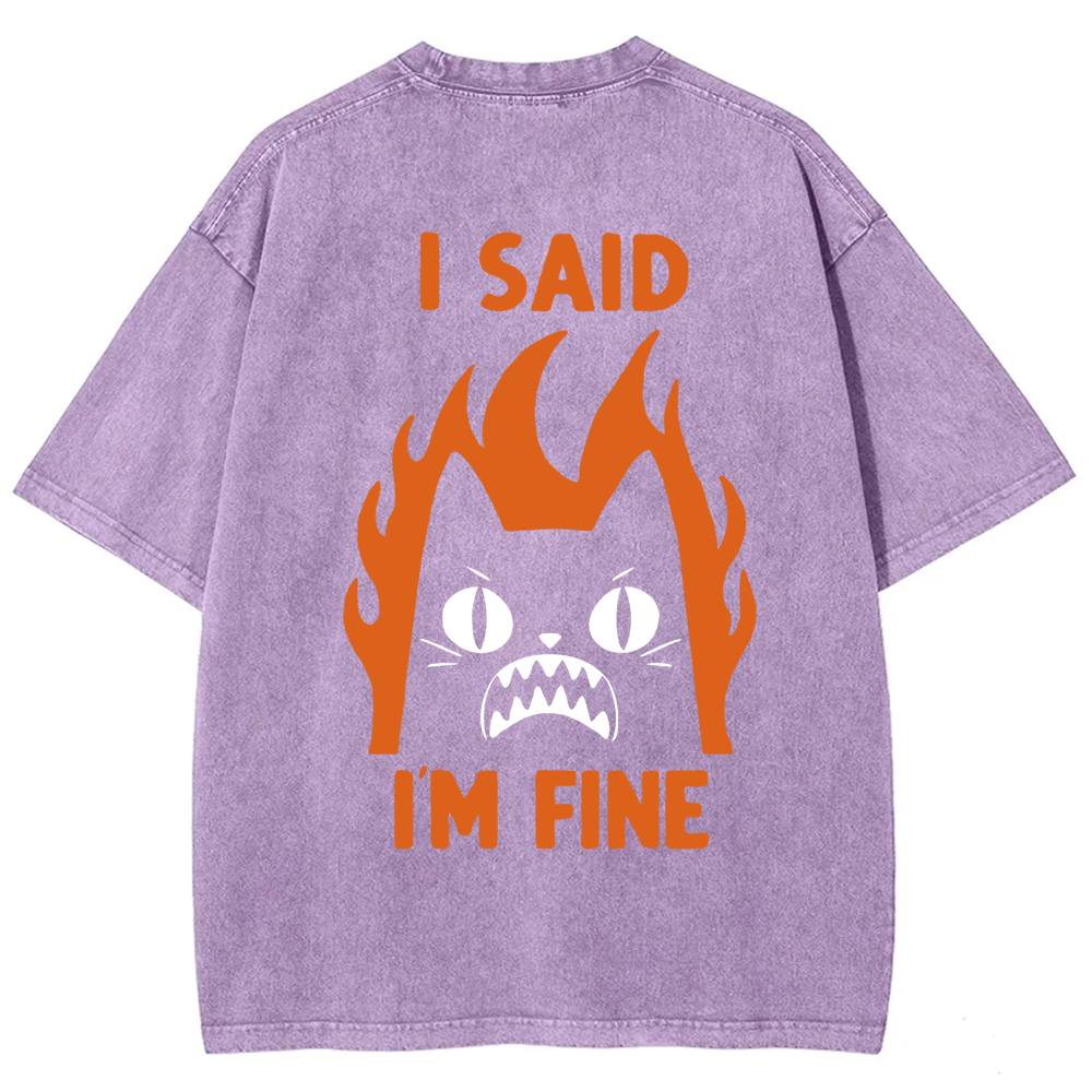 Unisex Vintage I am Fine Cat t-Shirt