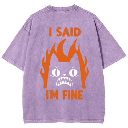 Unisex Vintage I am Fine Cat t-Shirt