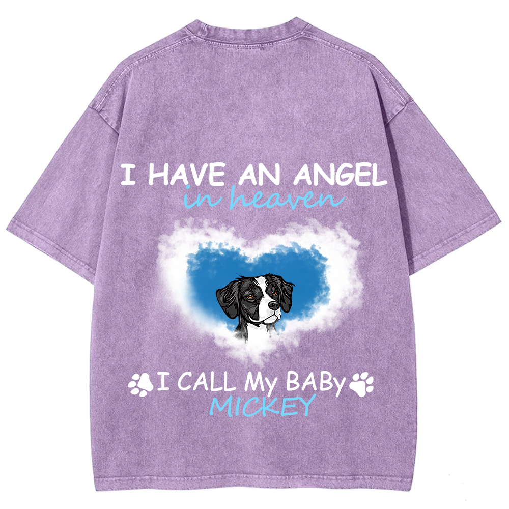 Have An Angel In Heaven - Personalized Custom Unisex Fit Washed T-Shirt wearishow