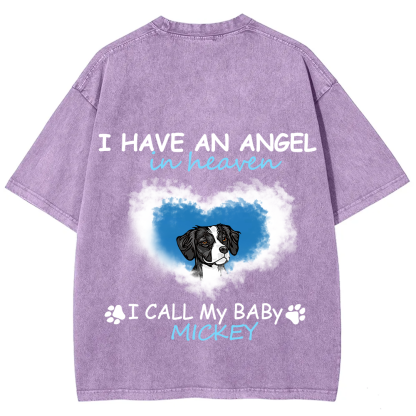 Have An Angel In Heaven - Personalized Custom Unisex Fit Washed T-Shirt wearishow