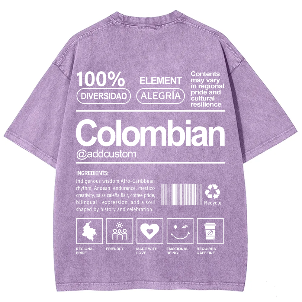 Colombian Addcustom Unisex Fit  Washed T-Shirt