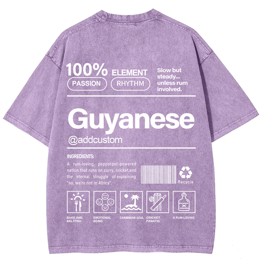 Guyanese Addcustom Unisex Fit  Washed T-Shirt