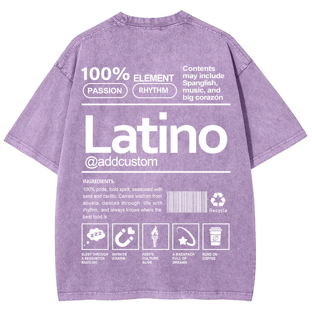 Latino Addcustom Unisex Fit  Washed T-Shirt