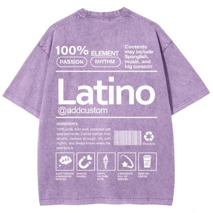 Latino Addcustom Unisex Fit  Washed T-Shirt