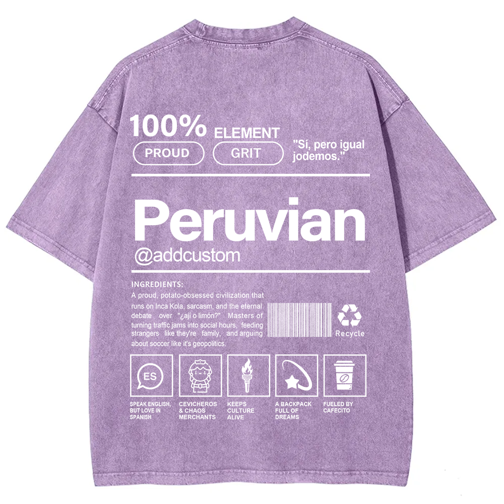 Peruvian Addcustom Unisex Fit  Washed T-Shirt