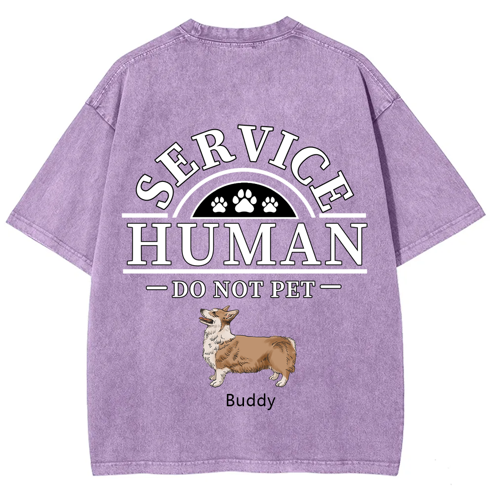 Service Human, Do Not Pet 2 - Personalized Custom Unisex Fit Washed T-Shirt wearishow