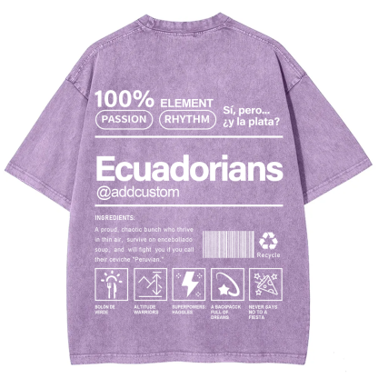Ecuadorians Addcustom Unisex Fit  Washed T-Shirt