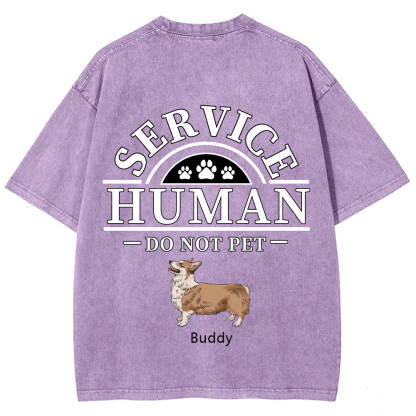 Service Human, Do Not Pet 2 - Personalized Custom Unisex Fit Washed T-Shirt wearishow