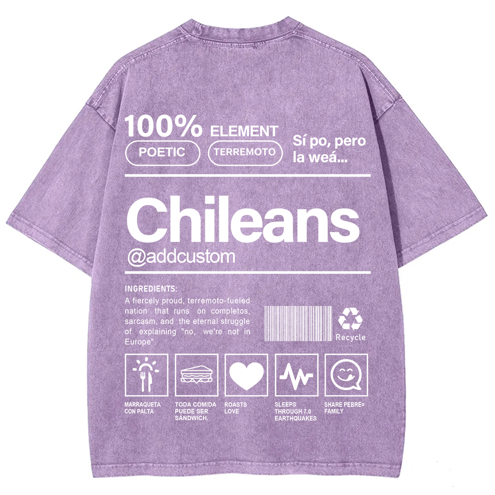 Chileans Addcustom Unisex Fit  Washed T-Shirt