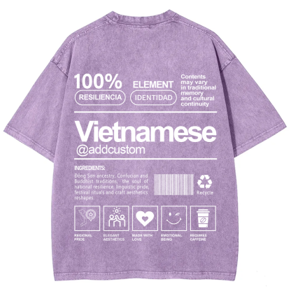 Vietnamese Addcustom Unisex Fit  Washed T-Shirt