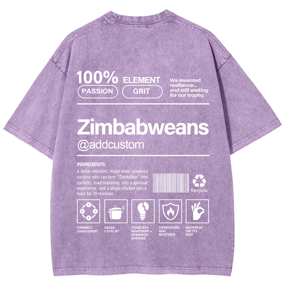 Zimbabweans Addcustom Unisex Fit  Washed T-Shirt