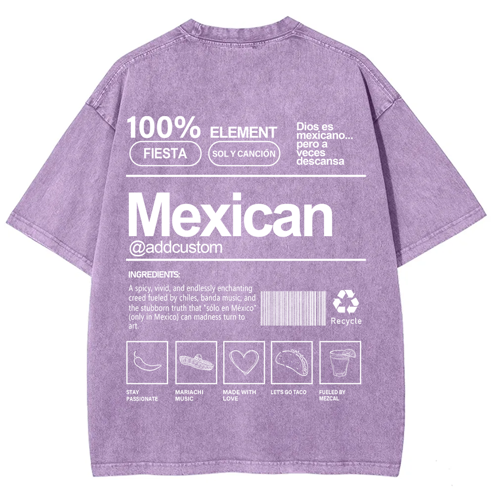 Mexican Addcustom Unisex Fit  Washed T-Shirt