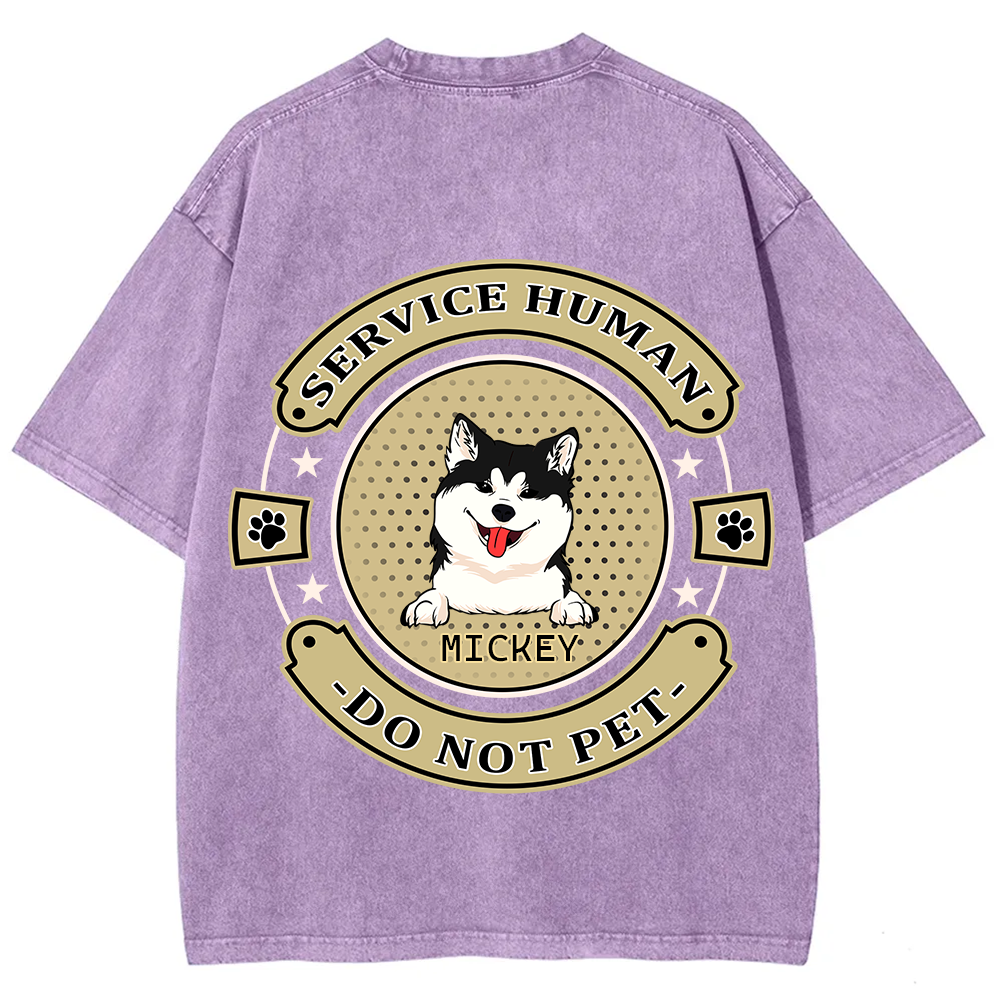 Service Human, Do Not Pet 14- Personalized Custom Unisex Fit Washed T-Shirt wearishow