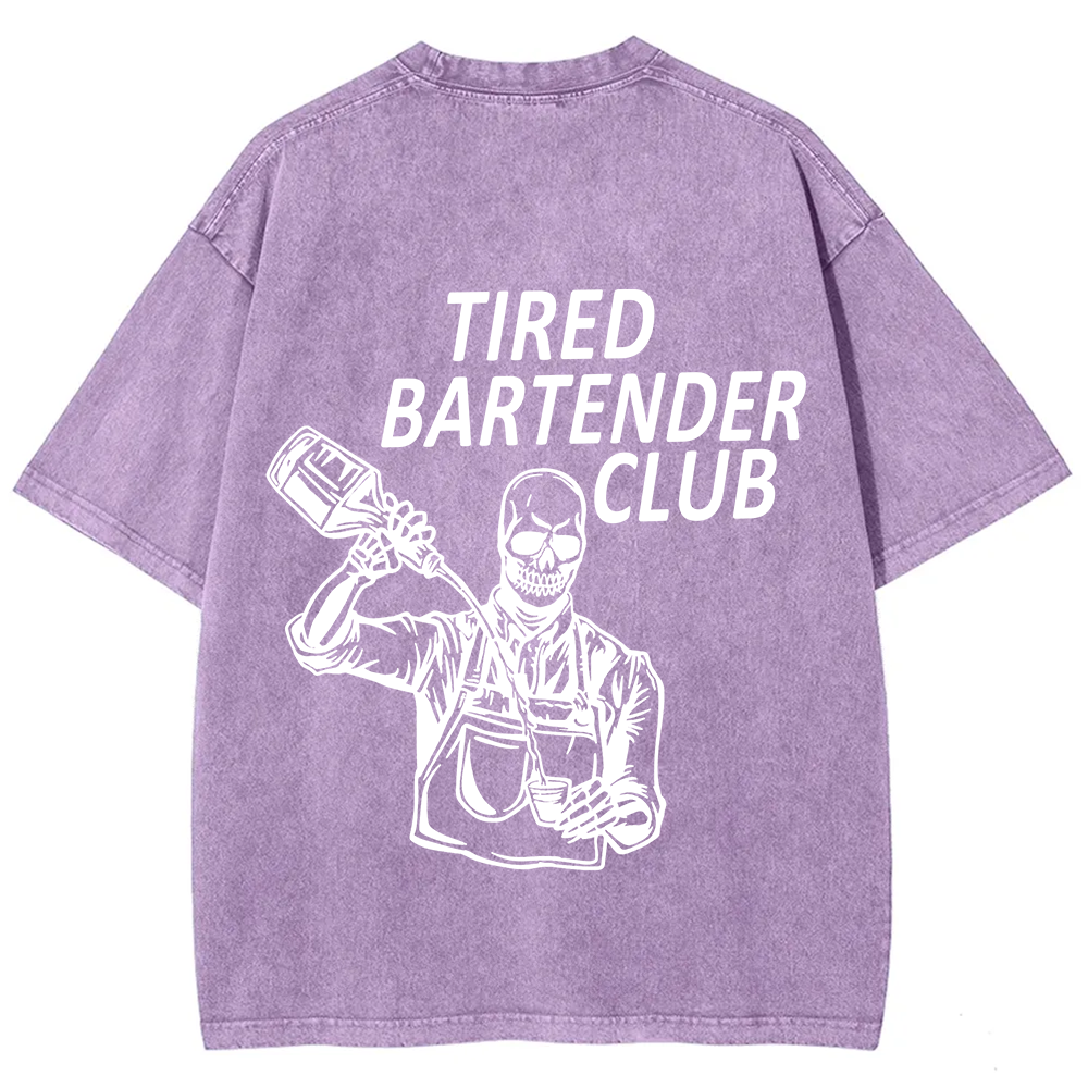 Tired Bartender Club Unisex Fit  Washed T-Shirt