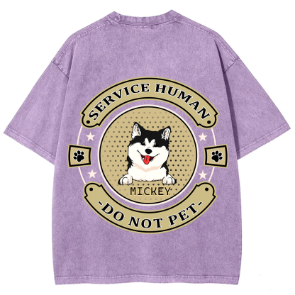 Service Human, Do Not Pet 14- Personalized Custom Unisex Fit Washed T-Shirt wearishow