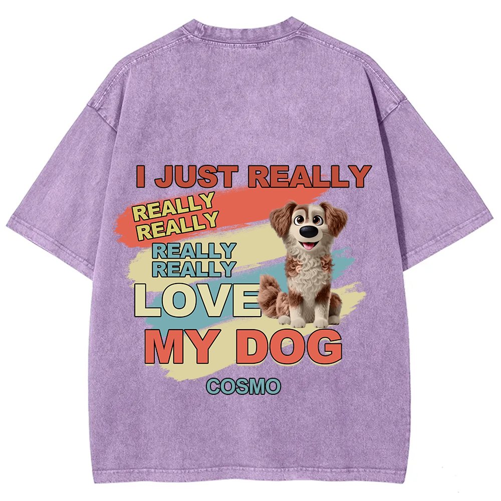 I Just Really Love My Dogs- Personalized Custom Unisex Fit Washed T-Shirt wearishow