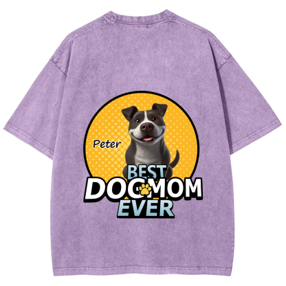Best Dog Mom For Furry Kid - Personalized Custom Unisex Fit Washed T-Shirt wearishow