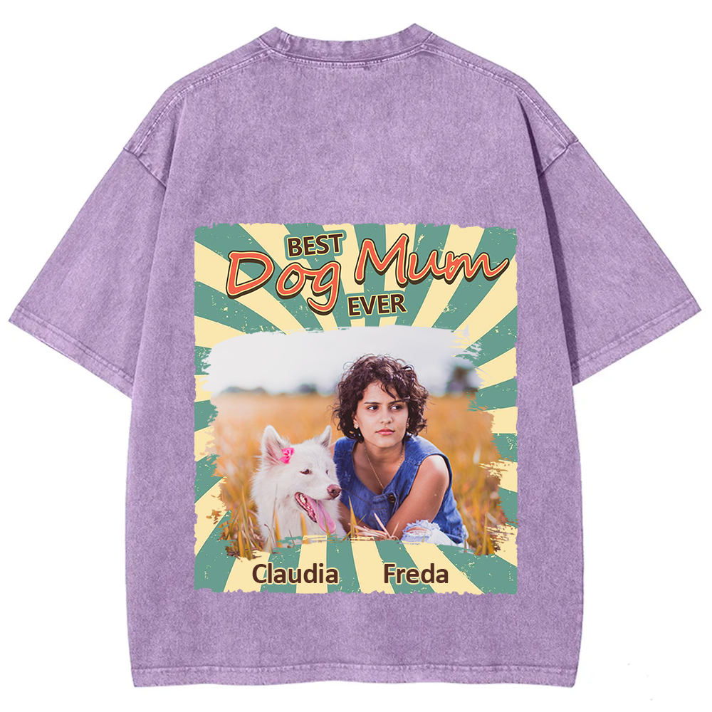 Retro Funny Dog Shirt Photo- Personalized Custom Unisex Fit Washed T-Shirt wearishow