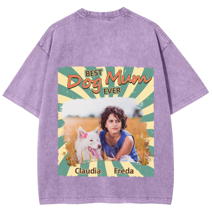 Retro Funny Dog Shirt Photo- Personalized Custom Unisex Fit Washed T-Shirt wearishow