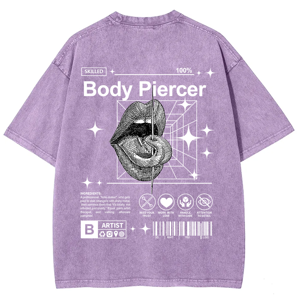 Body Piercer Casual Unisex Fit Washed T-Shirt