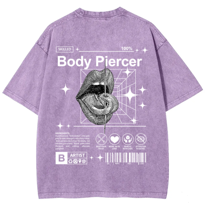 Body Piercer Casual Unisex Fit Washed T-Shirt