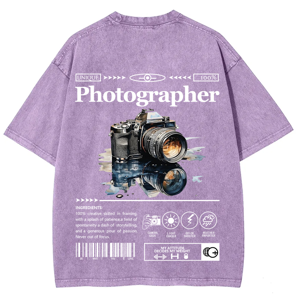 Photographer Unisex Fit Washed T-Shirt