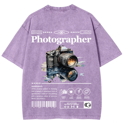 Photographer Unisex Fit Washed T-Shirt