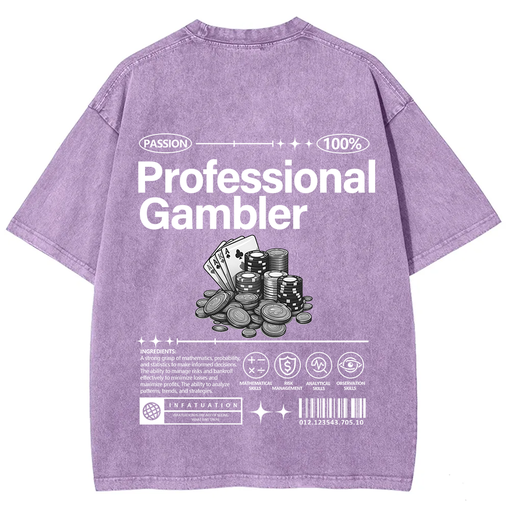 Professional Gambler Unisex Fit Washed T-Shirt