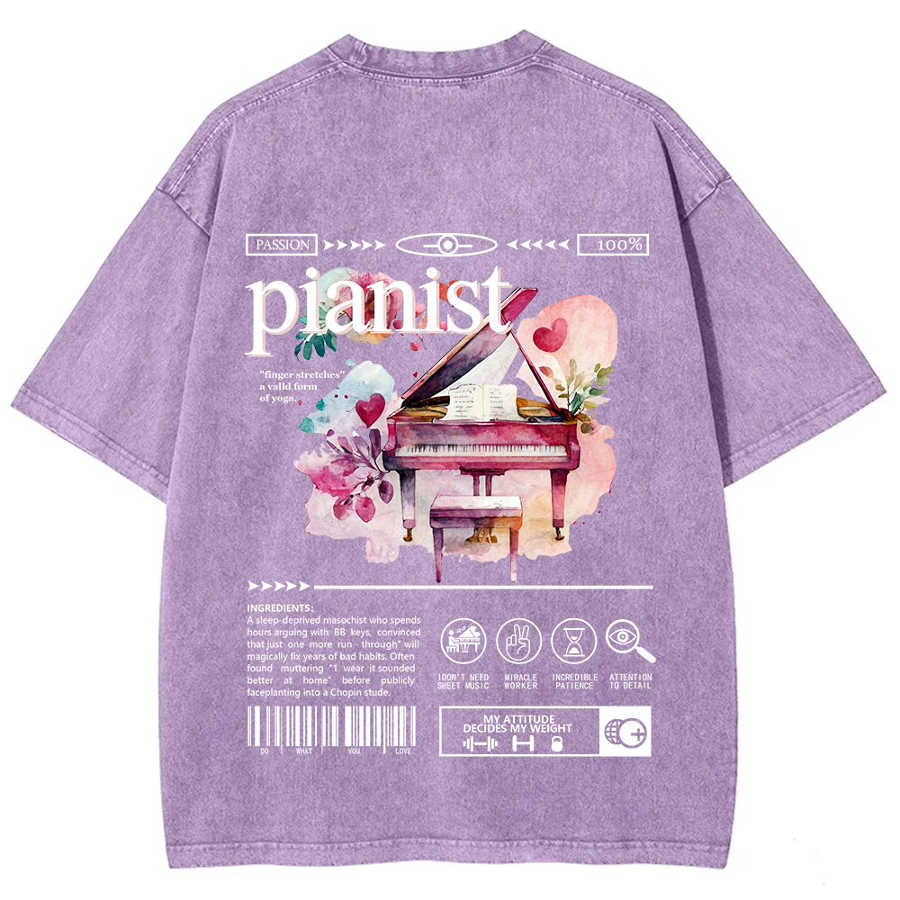 Pianist Unisex Fit Washed T-Shirt