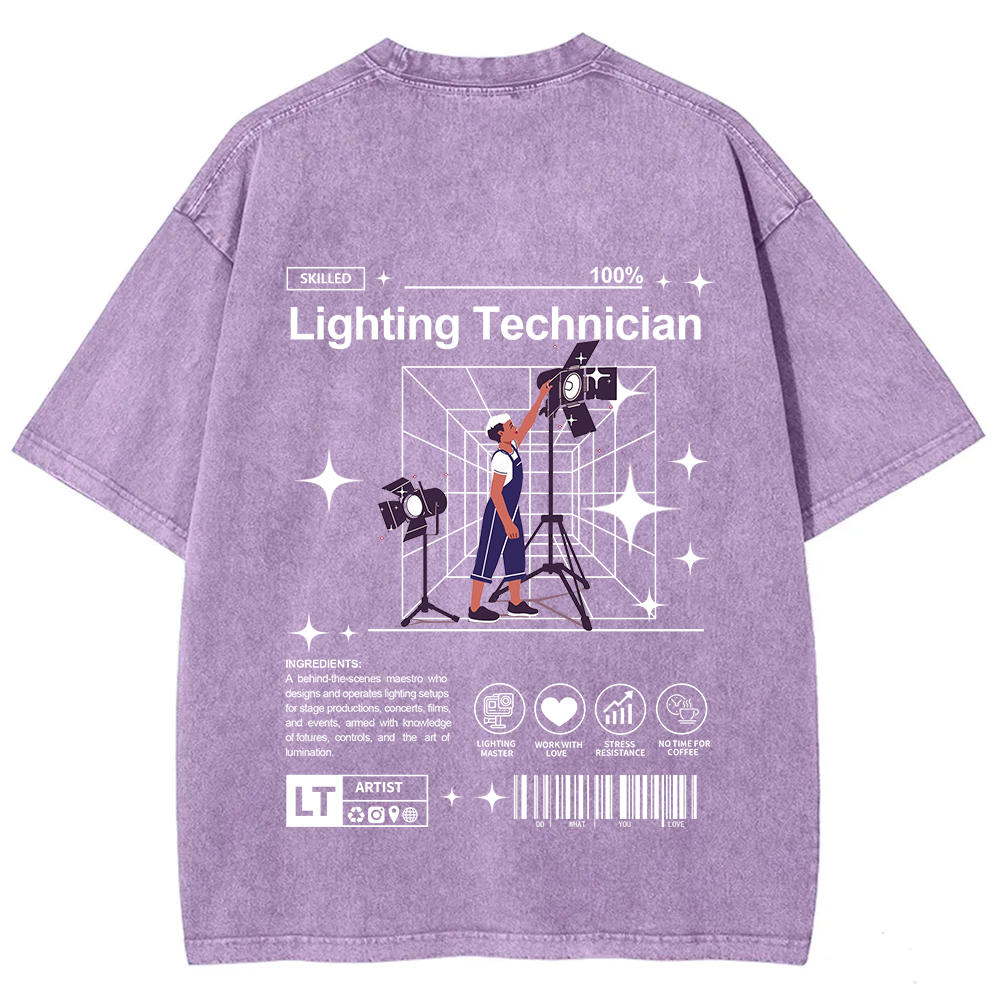 Lighting Technician Unisex Fit Washed T-Shirt