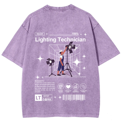 Lighting Technician Unisex Fit Washed T-Shirt