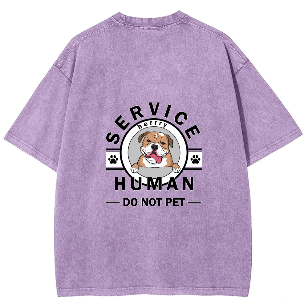 Wearishow Service Human, Do Not Pet - Personalized Custom WashedT-shirt