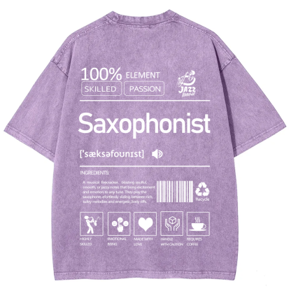 Saxophonist Unisex Fit Washed T-Shirt  wearishow