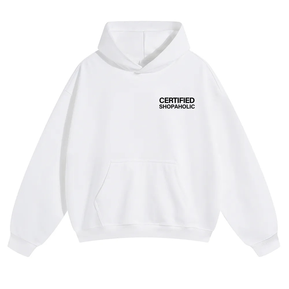 Certified Shopaholic Unisex Solid Color Hoodie wearishow