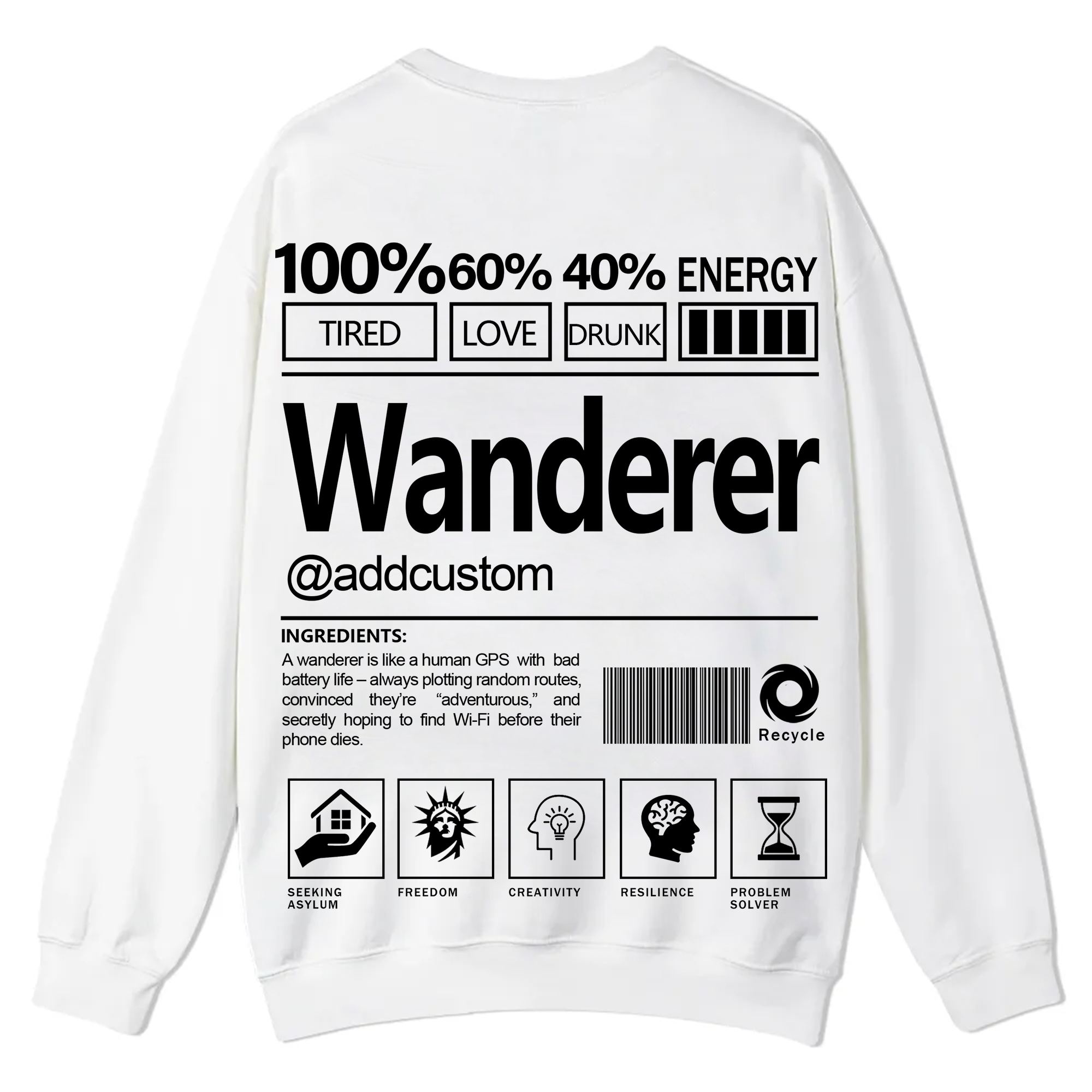Wanderer Addcustom Unisex Fit Casual Crewneck Sweatshirt