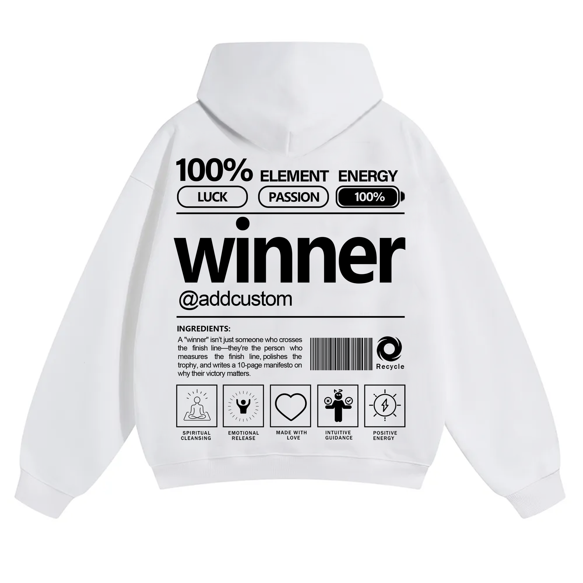Winner Addcustom Unisex Fit Solid Color Hoodie