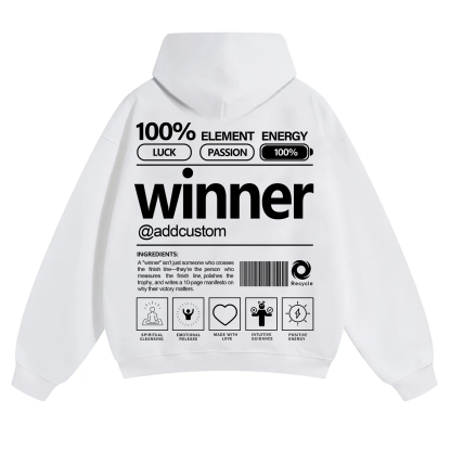 Winner Addcustom Unisex Fit Solid Color Hoodie