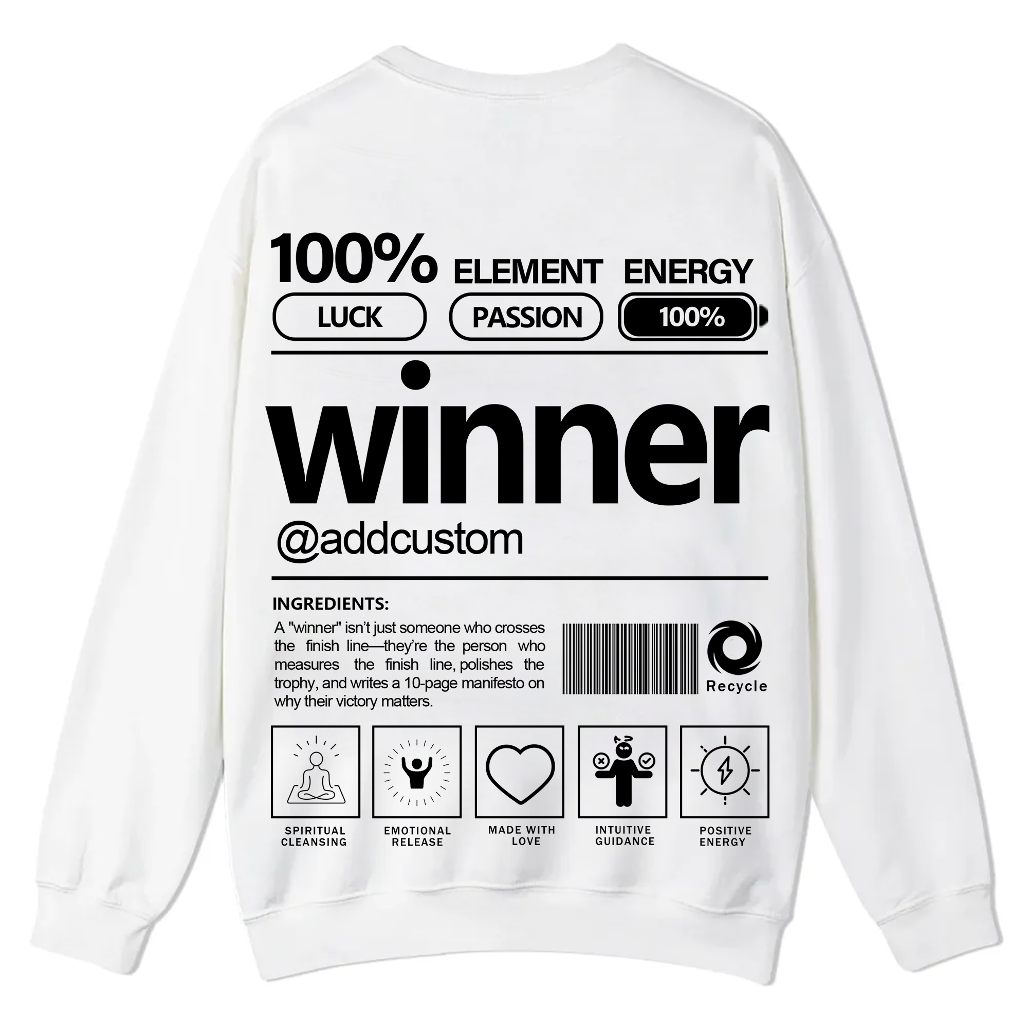 Winner Addcustom Unisex Fit Casual Crewneck Sweatshirt