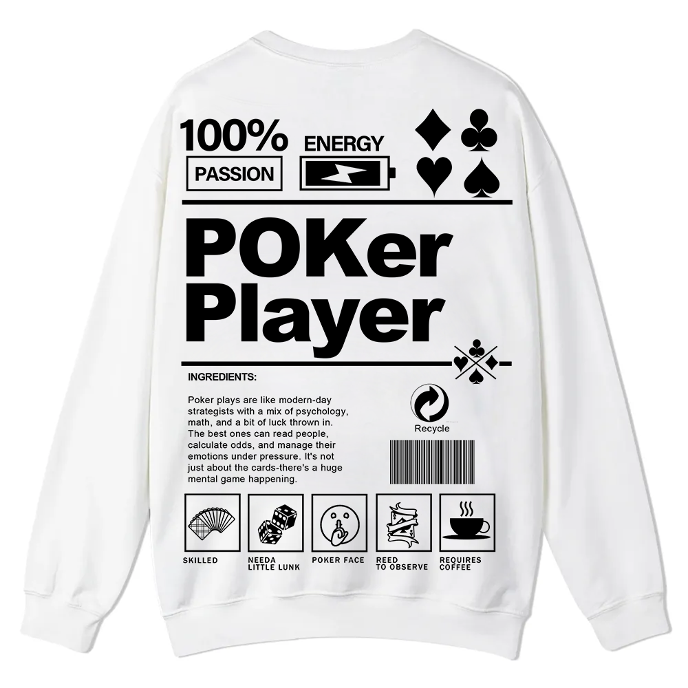 Poker Player Unisex Casual Crewneck Sweatshirt