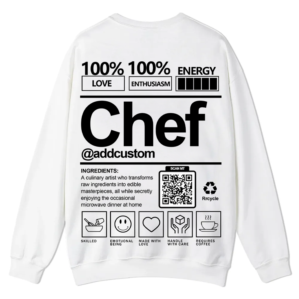 Chef Addcustom QR Code Casual Crewneck Sweatshirt