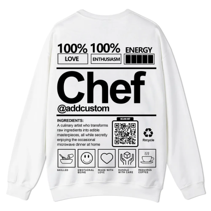 Chef Addcustom QR Code Casual Crewneck Sweatshirt