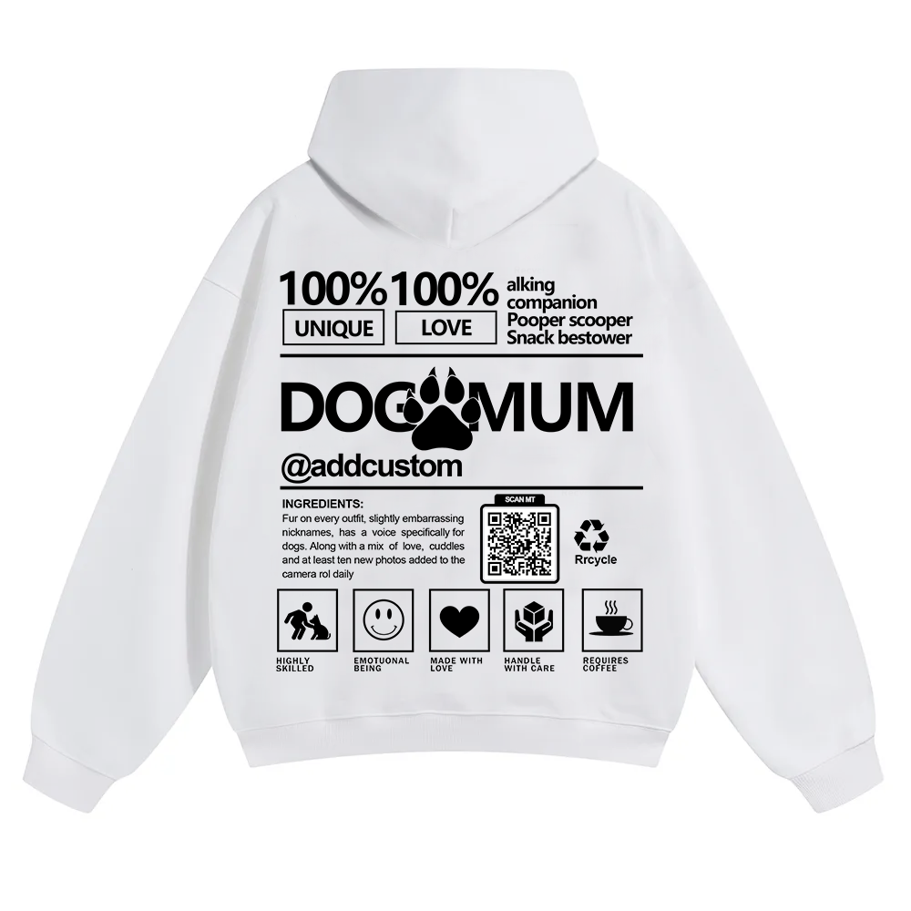 Dog Mum  Addcustom QR Code Name Solid Color Hoodie