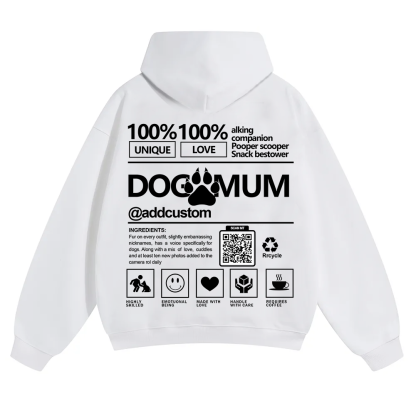 Dog Mum  Addcustom QR Code Name Solid Color Hoodie