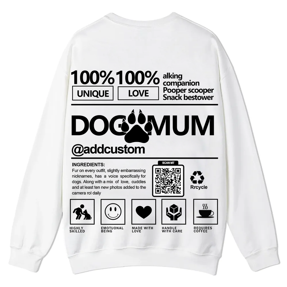 Dog Mum  Addcustom QR Code Name Unisex Casual Crewneck Sweatshirt
