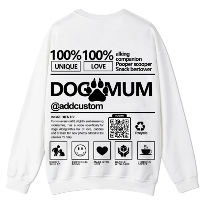 Dog Mum  Addcustom QR Code Name Unisex Casual Crewneck Sweatshirt