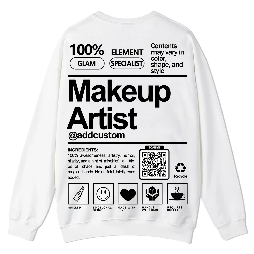 Wearishow Makeup Artist Addcustom QR Code Casual Crewneck Sweatshirt
