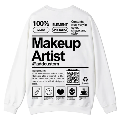 Wearishow Makeup Artist Addcustom QR Code Casual Crewneck Sweatshirt